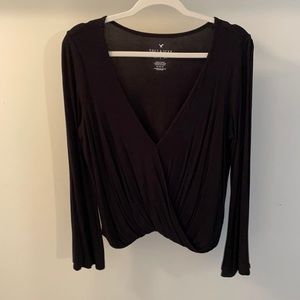 Black Surplice knit blouse